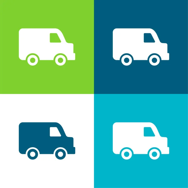 stock vector Black Delivery Small Truck Side View Flat four color minimal icon set