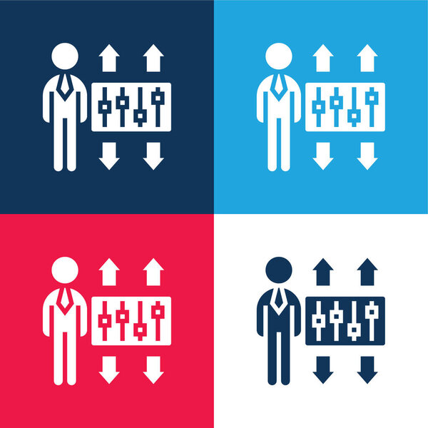 Адаптация синий и красный четыре цвета минимальный набор значков