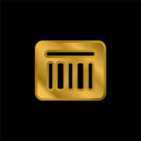 Bar Code gold plated metalic icon or logo vector