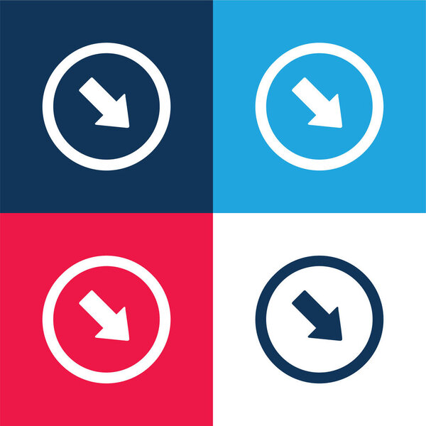 Arrow Pointing To Bottom Right Corner blue and red four color minimal icon set