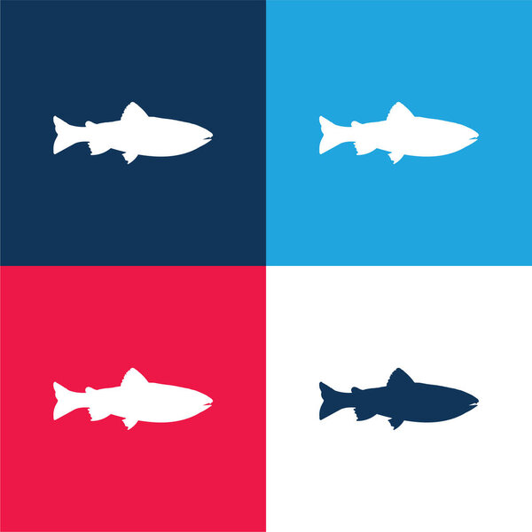 Amago Fish Shape blue and red four color minimal icon set