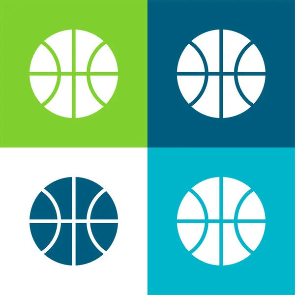 Basketball Game Flat Four Color Minimal Icon Set — Stock Vector