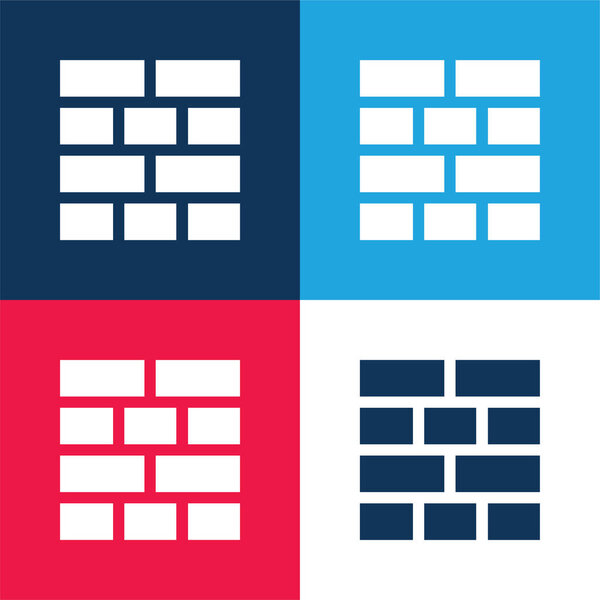 Кирпичи Макет синий и красный четыре цвета минимальный набор значков