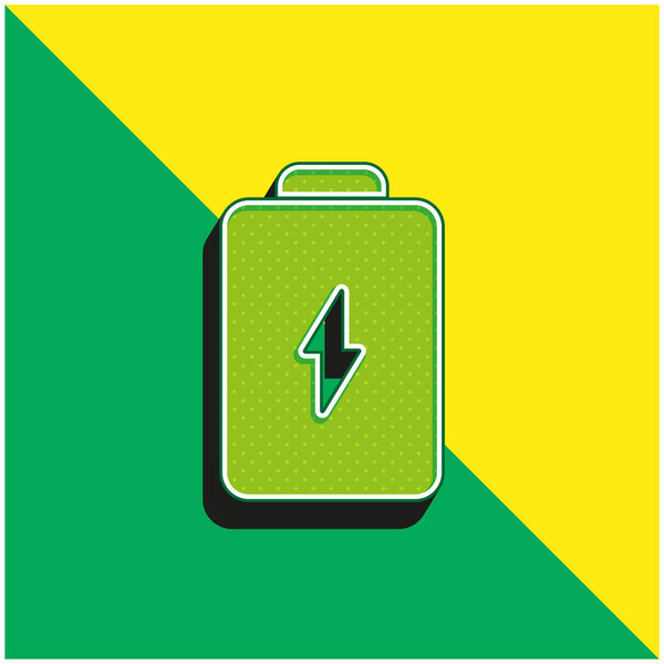 Батарея Зеленый и желтый современный 3d логотип вектора