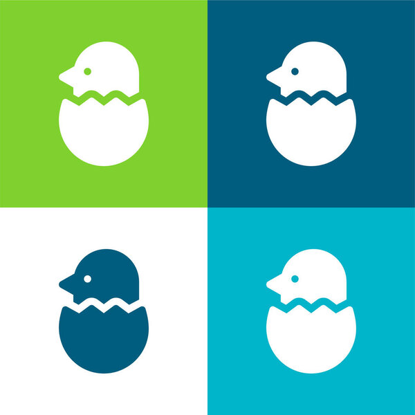 Bird Flat four color minimal icon set