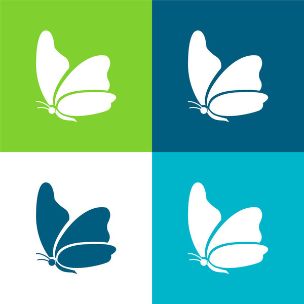 Big Wing Butterfly Flat Four Color Minimal Icon Set — Stock Vector