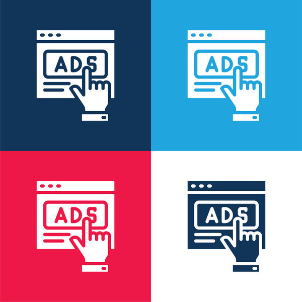 Advertising blue and red four color minimal icon set