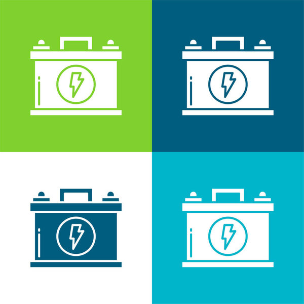 Батарея Плоский четырехцветный минимальный набор значков