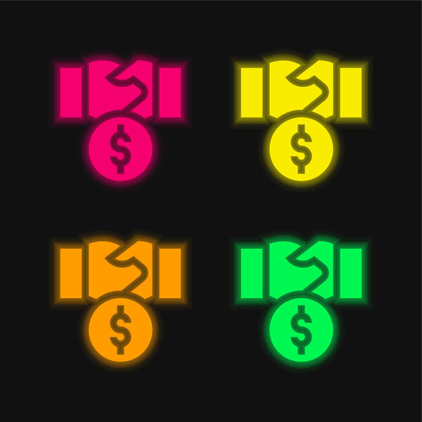 Подкуп четырехцветного светящегося неонового вектора