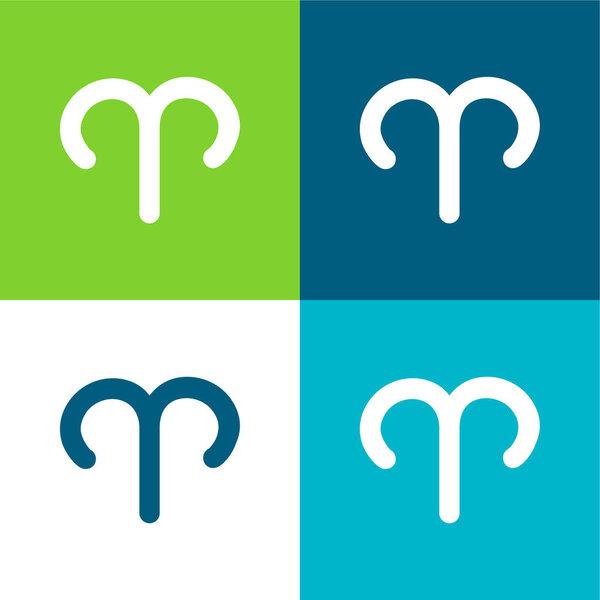 Aries Sign Flat four color minimal icon set