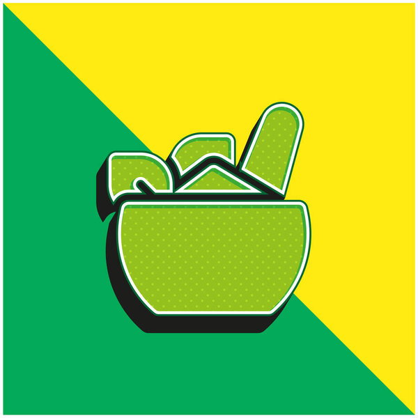 Аюрведический зеленый и желтый современный 3d логотип векторной иконы