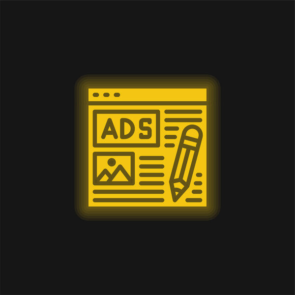 Advertising yellow glowing neon icon