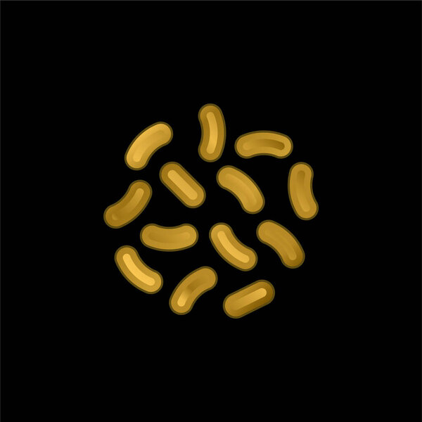 Bacteria gold plated metalic icon or logo vector