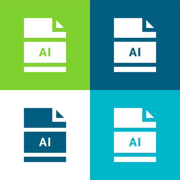 AI Flat four color minimal icon set