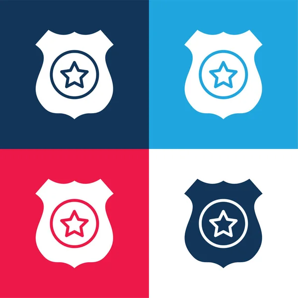 Badge Blue Red Four Color Minimal Icon Set — Stock Vector