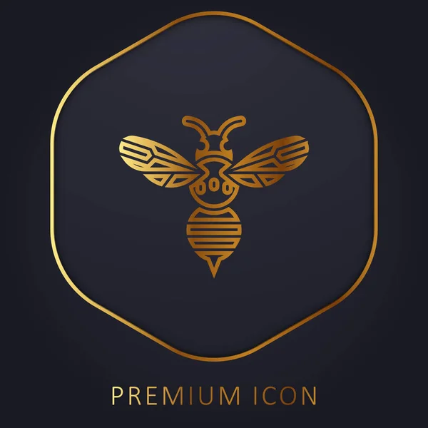 Abeja Línea Oro Logotipo Premium Icono — Vector de stock