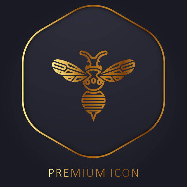Bee golden line premium logo or icon