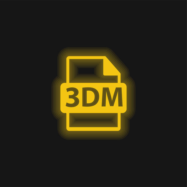 3DM File Format Symbol yellow glowing neon icon