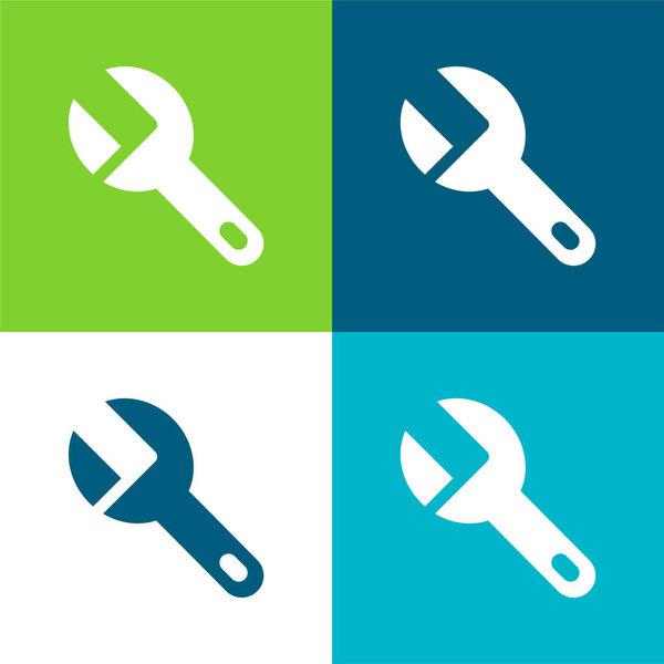 Big Wrench Flat four color minimal icon set