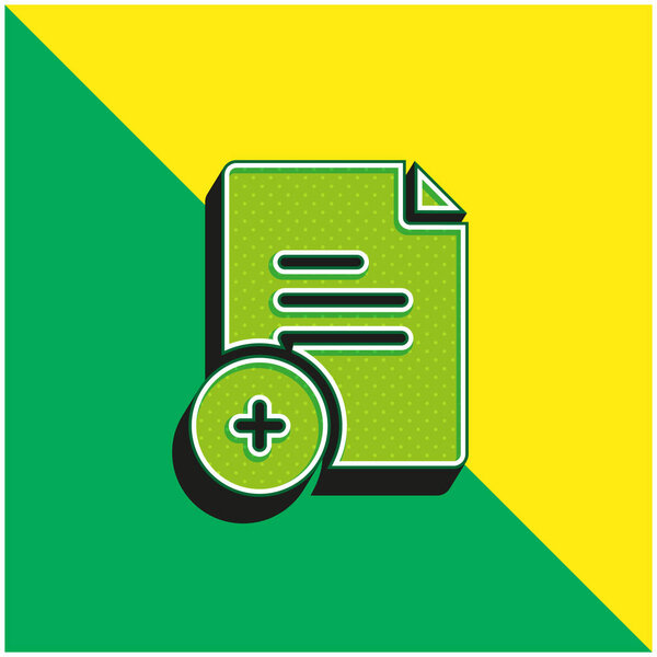 Добавить зеленый и желтый современный трехмерный векторный логотип