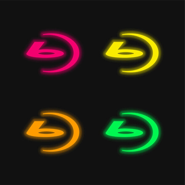 Bluray Big Logo four color glowing neon vector icon