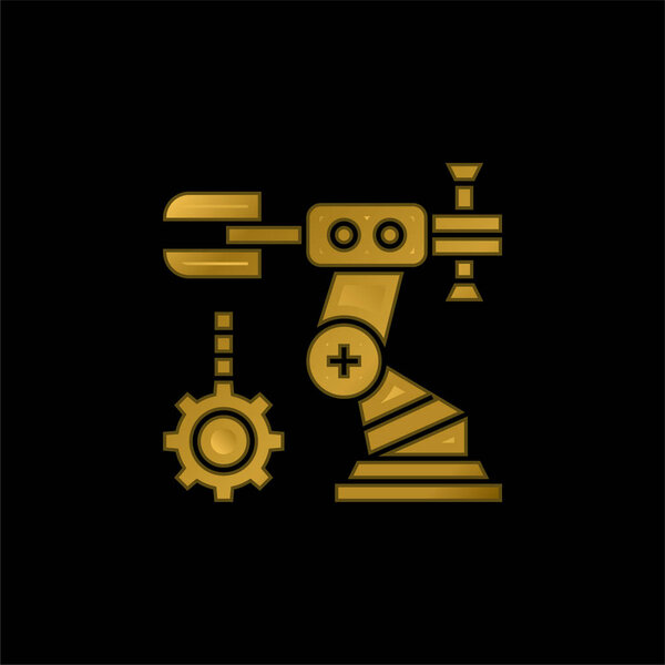 Assembly gold plated metalic icon or logo vector