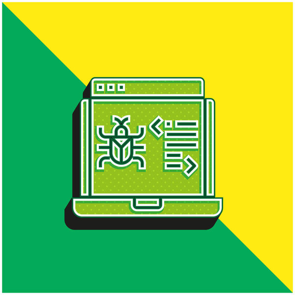 Зеленый и желтый современный трехмерный векторный логотип