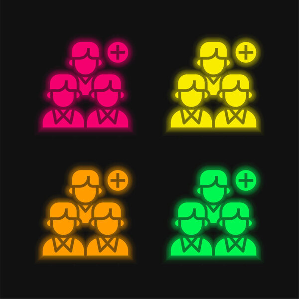 Добавить четыре цветных светящихся неоновых вектора значок