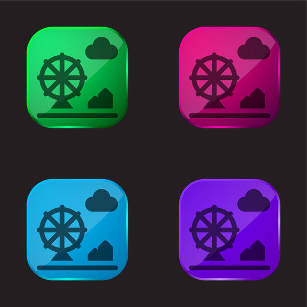 Amusement Park four color glass button icon
