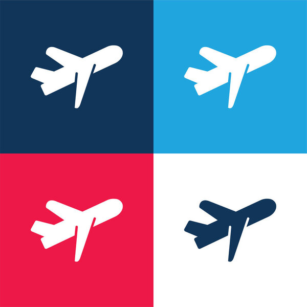 Самолет синий и красный четыре цвета минимальный набор значков