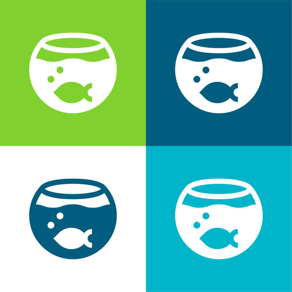 Aquarium Flat four color minimal icon set