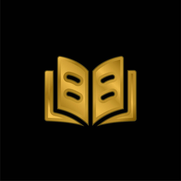 Book gold plated metalic icon or logo vector