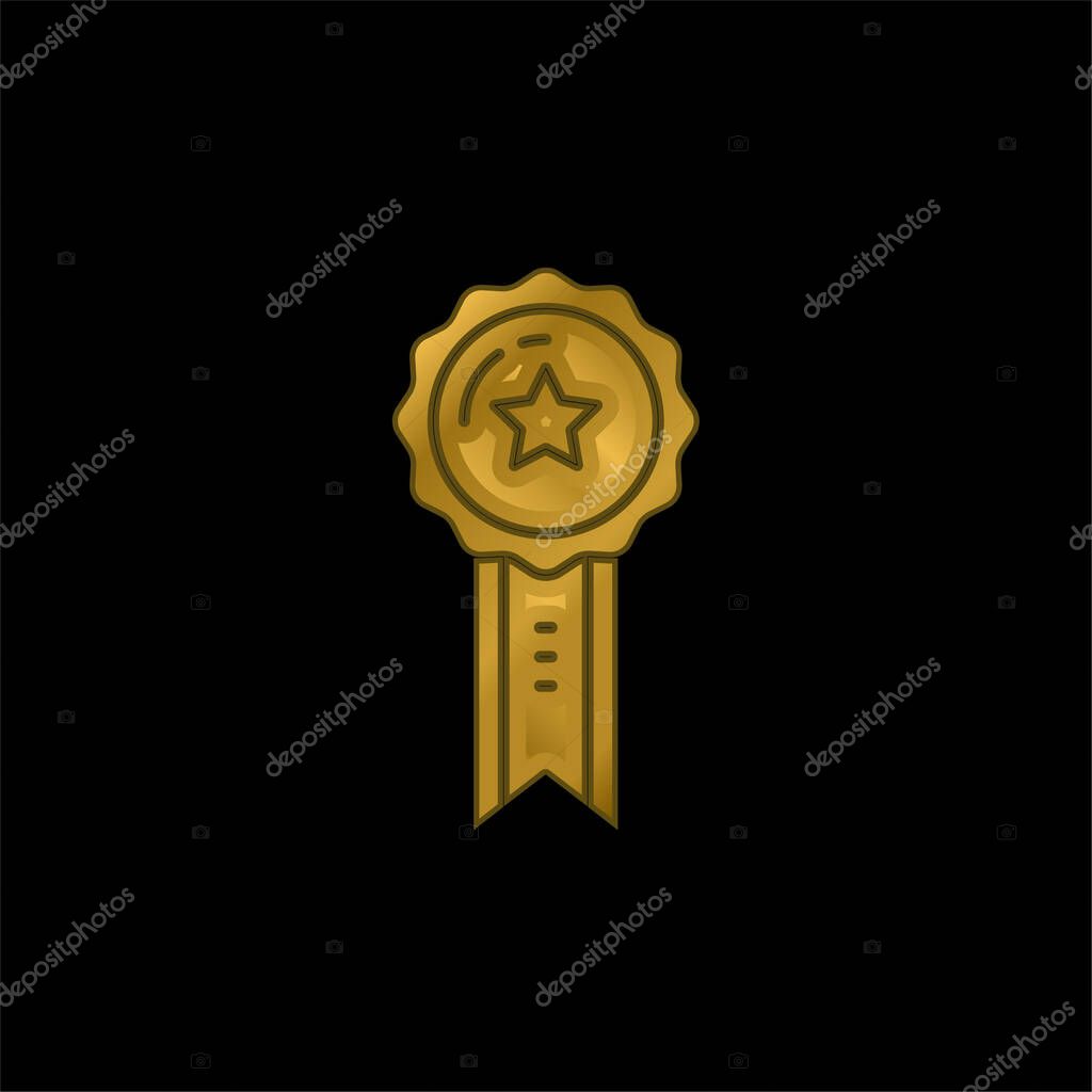 Badge gold plated metalic icon or logo vector