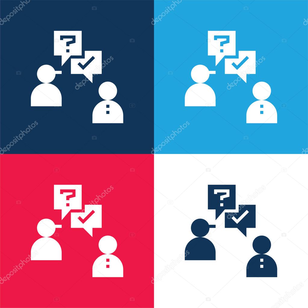 Ask blue and red four color minimal icon set