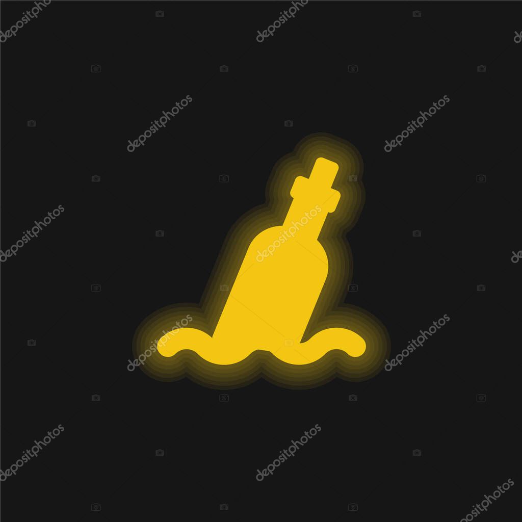 Bottle yellow glowing neon icon