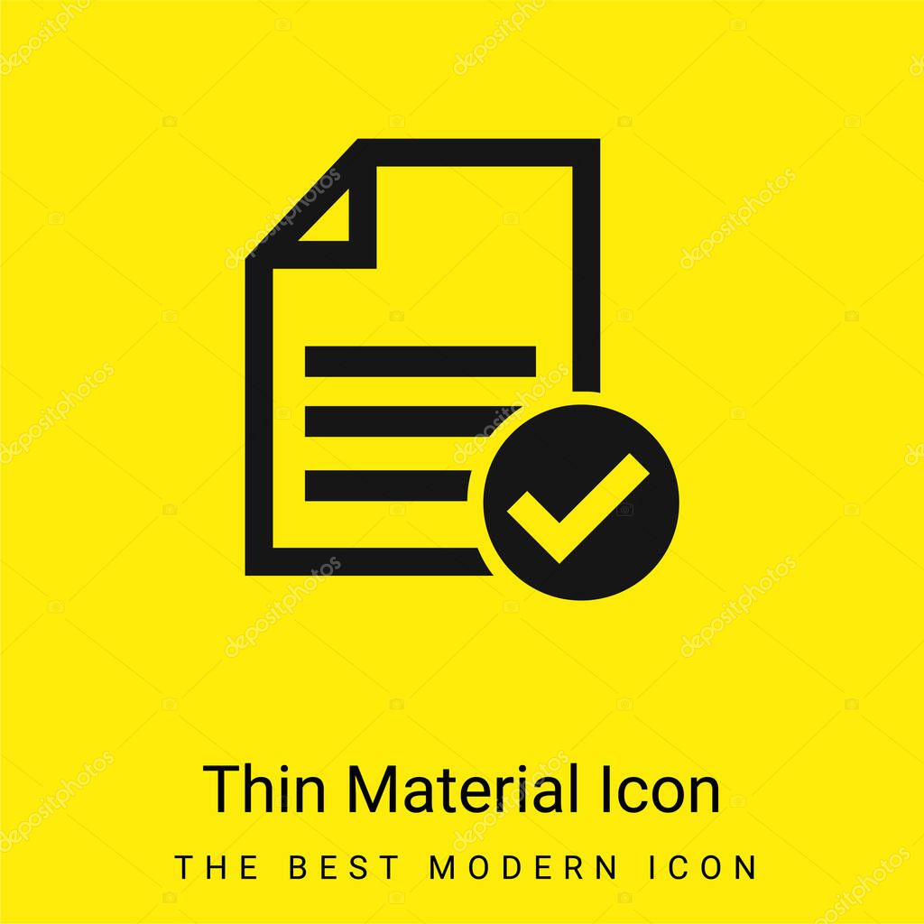 Accept File Or Checklist minimal bright yellow material icon