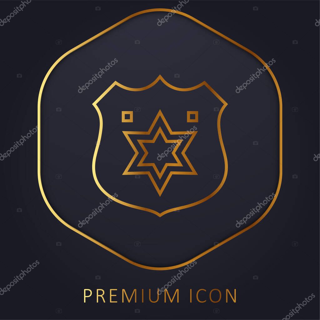 Badge golden line premium logo or icon