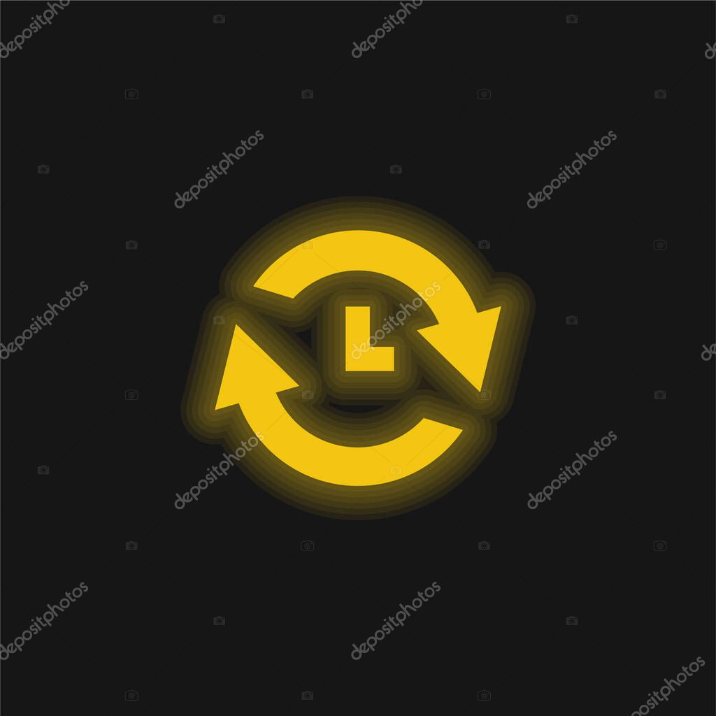 Analyze yellow glowing neon icon