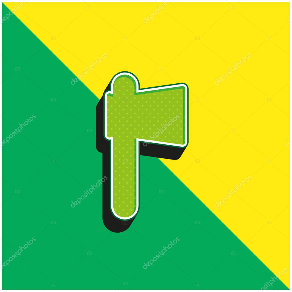 Battle Axe Green and yellow modern 3d vector icon logo