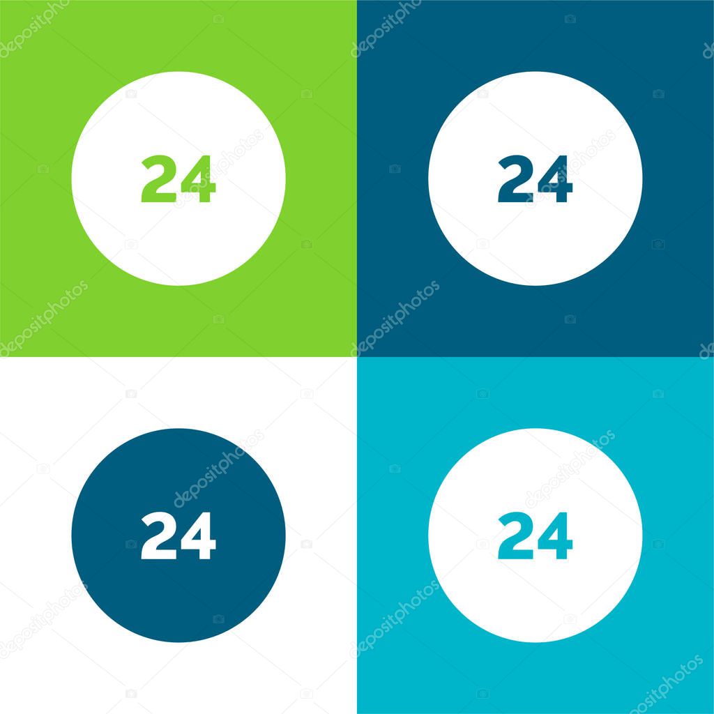 24 Hours Flat four color minimal icon set