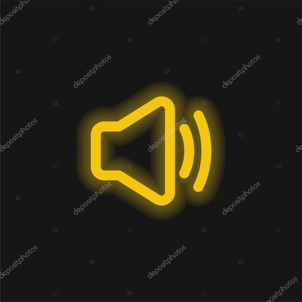 Audio yellow glowing neon icon
