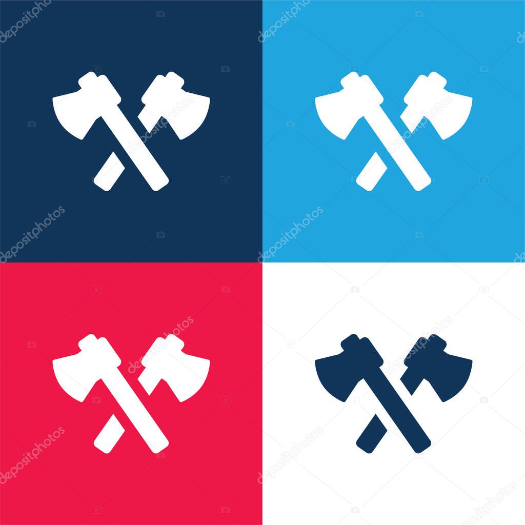 Axes blue and red four color minimal icon set