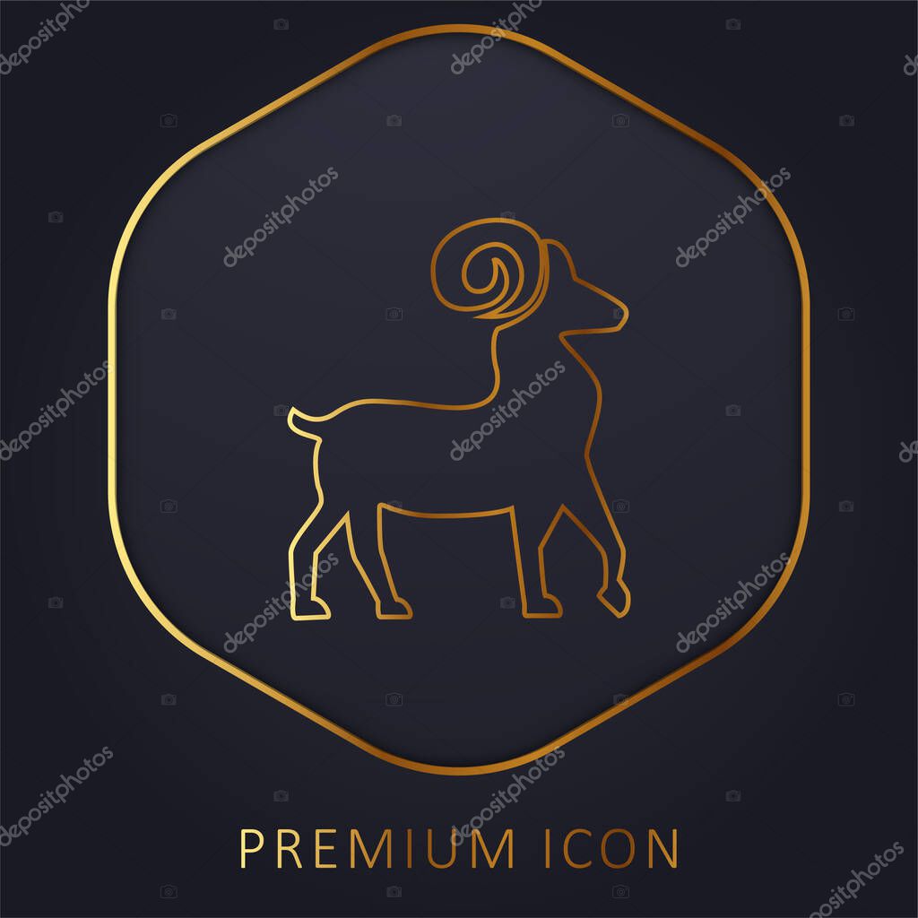 Aries Symbol golden line premium logo or icon