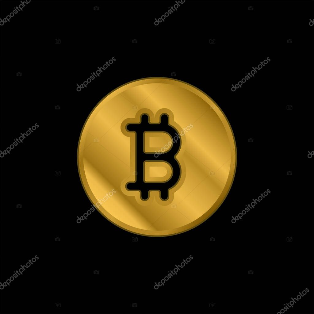 Bitcoin gold plated metalic icon or logo vector