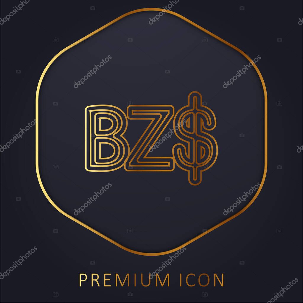 Belize Dollar Symbol golden line premium logo or icon