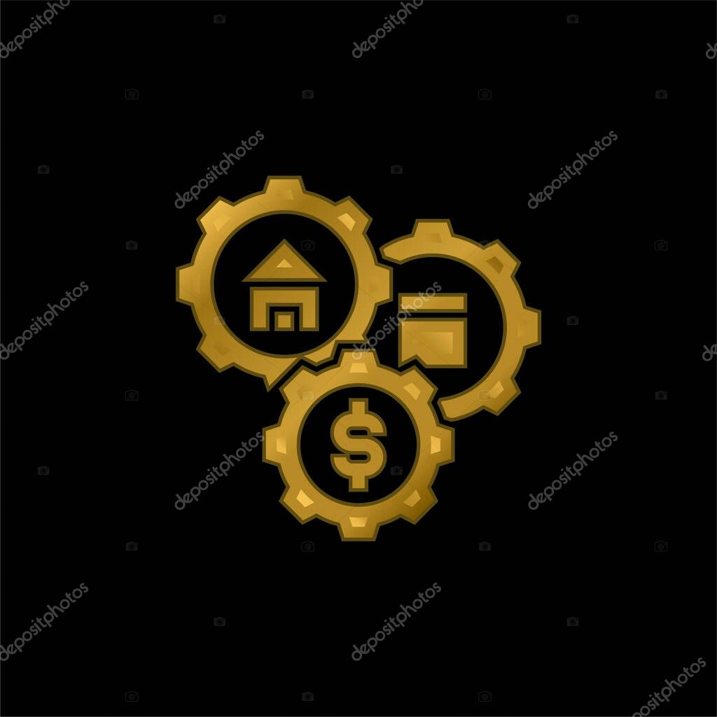 Assets gold plated metalic icon or logo vector