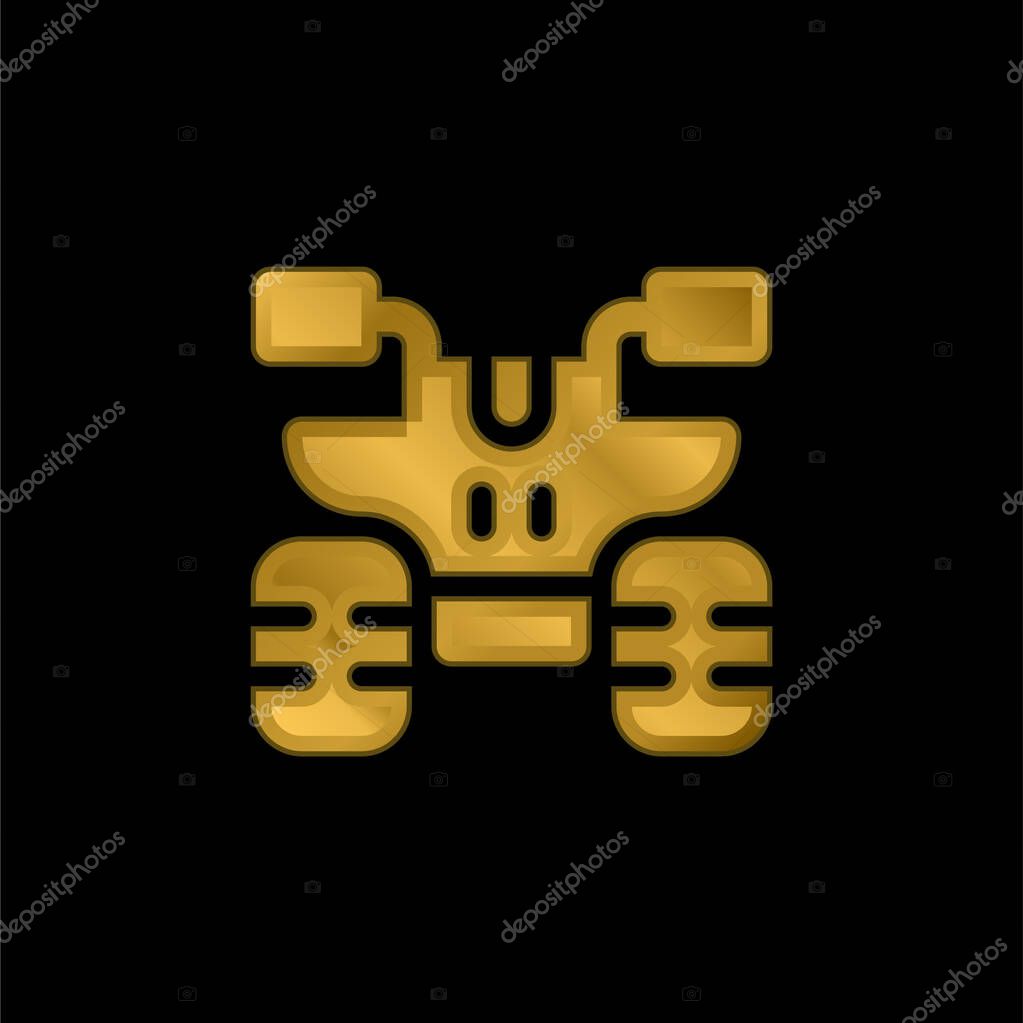 Atv gold plated metalic icon or logo vector