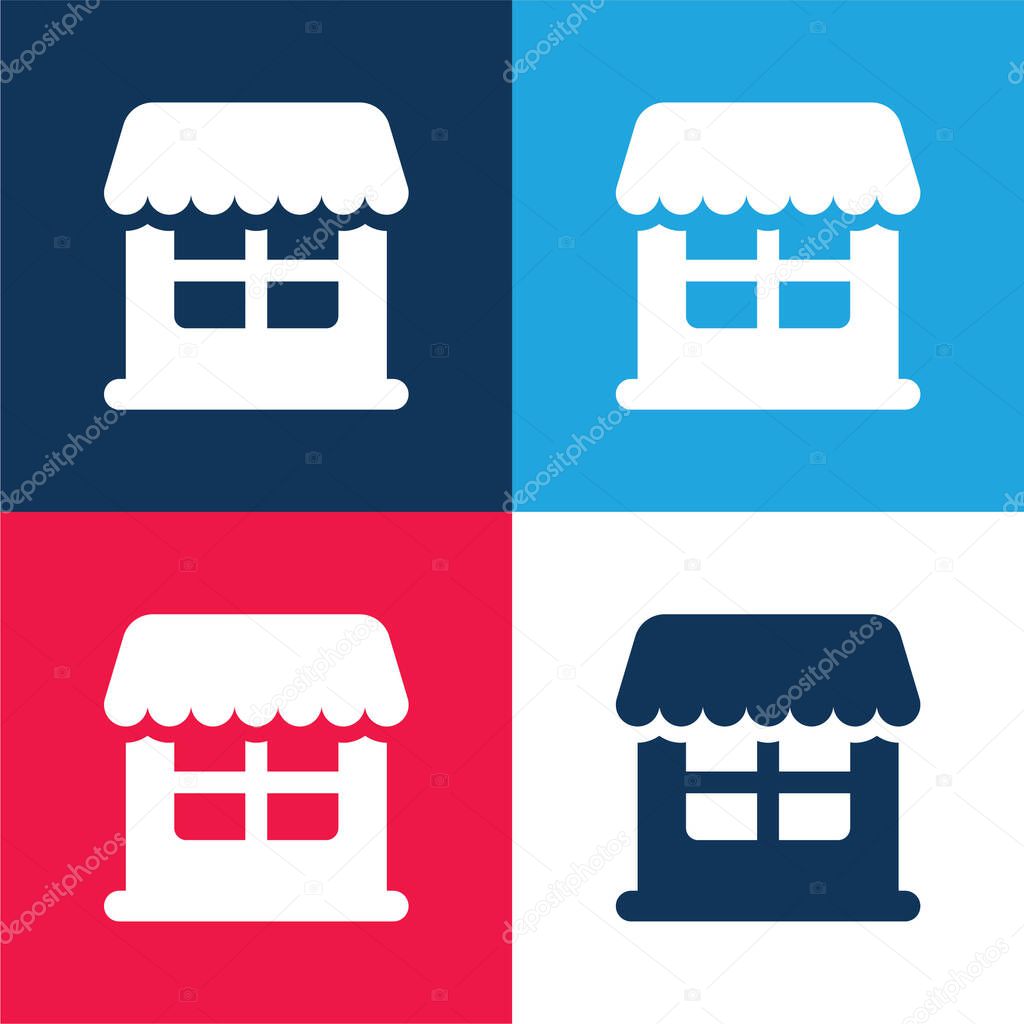 Big Store blue and red four color minimal icon set