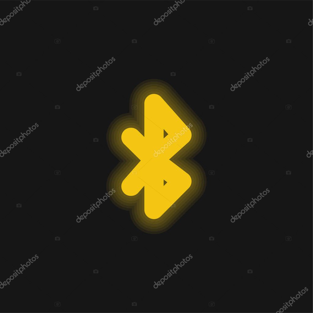 Bluetooth Symbol yellow glowing neon icon
