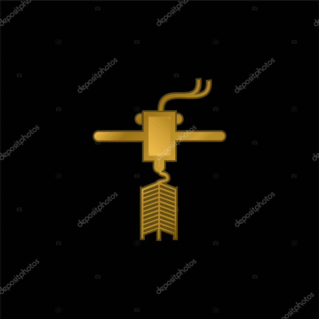 3d Printer Printing Something gold plated metalic icon or logo vector